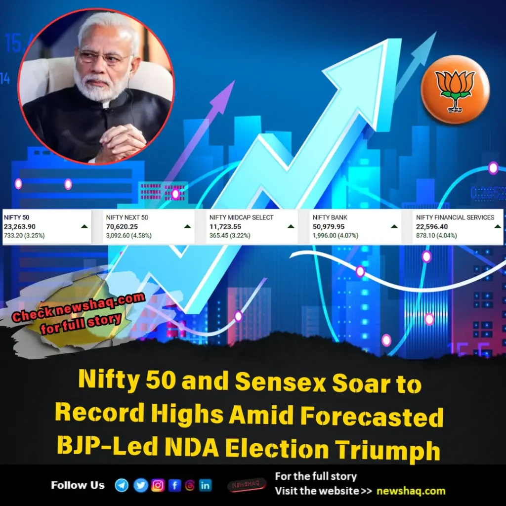 Nifty 50 and Sensex Soar to Record Highs Amid Forecasted BJP-Led NDA Election Triumph